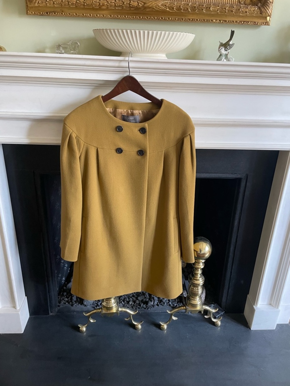 J. Crew Mustard Yellow Long Sleeve Double-Breasted Dress Coat